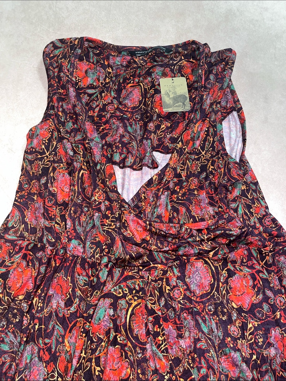 Floral Boho Maxi Dress Barrakka Dress Peruvian Connection Catalog G XL - Picture 2 of 5